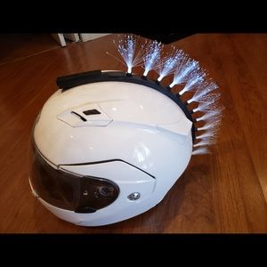 Revolver White Motorcycle Helmet with Lights